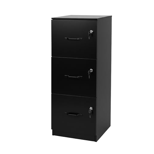 Relaxdays Hanging File Cabinet for A4/Letter, 3 Lockable Drawers, 103x40x40 cm, Black