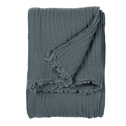 Yard furn Lark Cotton Muslin Throw – Soft Crinkle Texture Blanket (Dusk – 240x260cm)