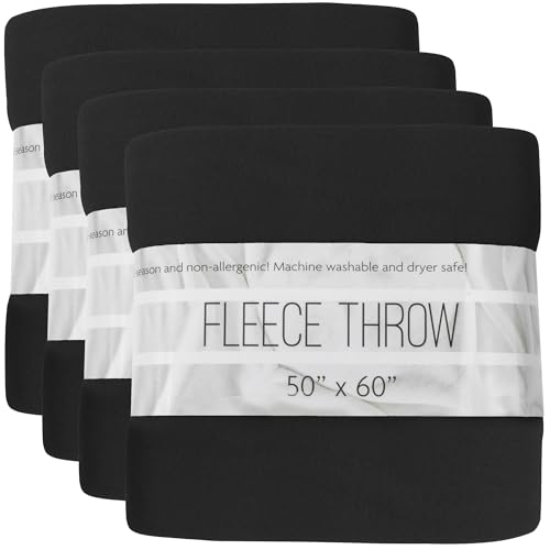 Trail maker 50 x 60 Inch Ultra Soft Fleece Throw Blanket Wholesale Case Pack 24 (Black)
