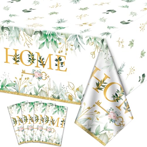 XJLANTTE 4Pcs Home Sweet Home Tablecloth - Housewarming Table Cover, Rectangular Key House Decoration Table Cloth for New Homes Decoration House Warming Wedding Party Supplies, 51x86 Inch