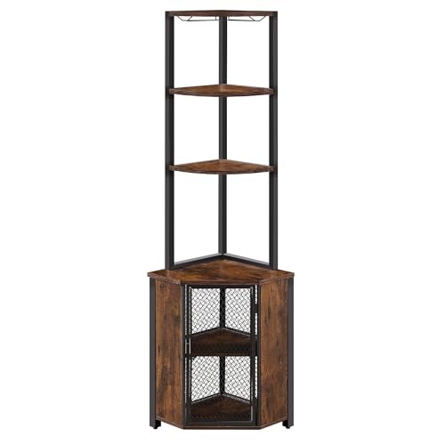 VECELO 6 Tier Corner Shelf Unit, Free Standing Storage Shelves Industrial Display Storage Cabinet, Bookshelf for Living Room, Bedroom, Kitchen, Balcony or Office