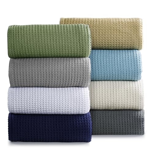 AAVNI HOMES 100% Cotton Waffle Weave Blanket - Twin Size (60x90), Soft, Breathable Cooling Blanket for Bed - Lightweight Cozy Summer & Spring Bedding, Navy Blue
