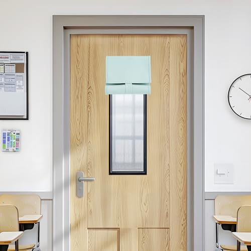 Vatge Classroom Door Window Cover - Tie Up Classroom Door Curtain for Room Darkening Small Window Covering for Office/Glassdoor, 1 Panel, W8 x L36, Aqua