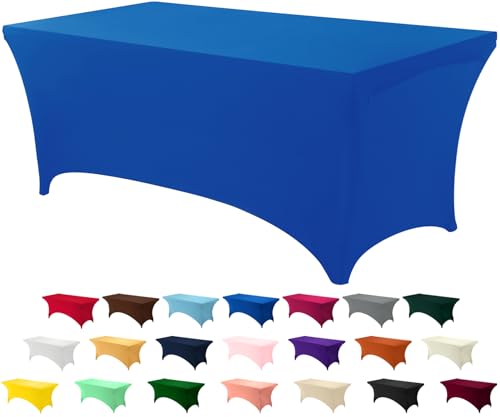 Utopia Kitchen Spandex Table Cloth 1 Pack [6FT, Blue] Tight, Fitted, Washable and Wrinkle Resistant Stretch Rectangular Patio Table Cover for Event, Wedding, Banquet & Parties [183Lx76Wx76H] cm