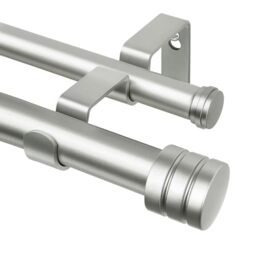 TONIAL1 Inch Double Curtain Rods for Windows 66 to 120 Inches (6-12ft), Heavy Duty Decorative Drapery Rod for 32 to 144 Inches (5.75-11.7ft) with Classic Cap Finial, Antique Silver