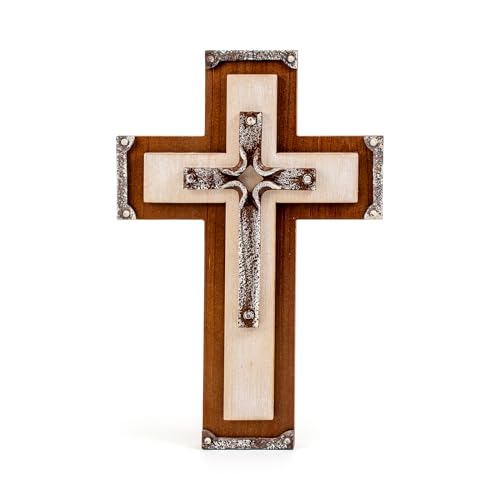 OKSQW Wall Wooden Cross Christians Cross Spiritual Religious Gifts With Hook on Hanging Wall Or Table With Blessed For Church Home Room Decoration For Christmas (Resin Small)