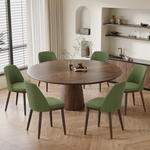 MALOL Thick Wood-base Dining Chairs Set of 6, Upholstered Kitchen Chairs with Solid Wood Legs and Thick Seat Cushion, Modern Dining Room Chairs for Kitchen Dining Room Restaurant, Green