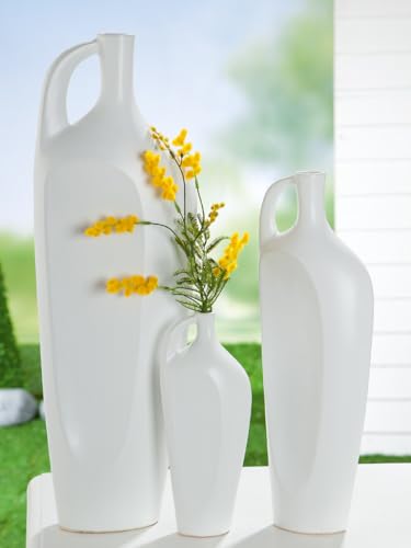Pack of 4 Bottle Vase, Ceramics, White, PU 4, L. 6 cm, W. 11 cm, H. 25 cm