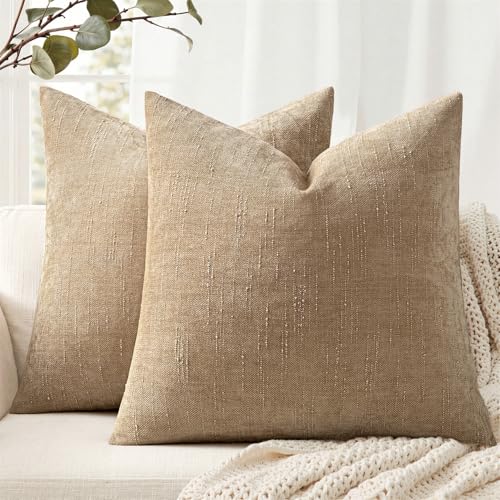 ANRODUO Pack of 2 Decorative Textured Throw Pillow Covers Soft Starfish Euro Square Accent Solid Chenille Cushion Cover Cozy Farmhouse Pillow Case for Couch Sofa Bed Living Room Home Decor 24x24 Inch