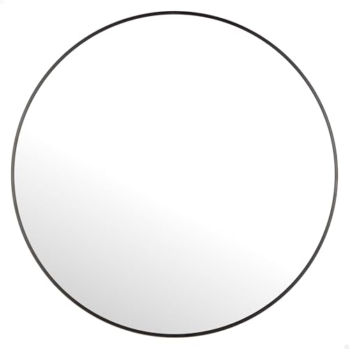AKTIVE MAX Home Round Wall Mirror D70, Rear Plate, Black Metal Frame, Glass, Secure Fixation (Screws Not Included) Ideal for Bathrooms, Bedrooms, Dining Rooms etc. (18449)