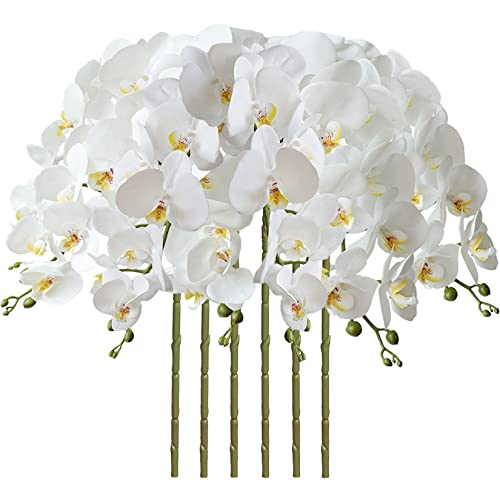 "FagusHome 32"" Artificial Phalaenopsis Flowers 6 Pcs Artificial Orchid Flowers Stem Plants for Home Décor (6Pcs)"