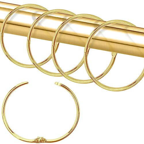 Shower Curtain Hooks Rings,24 Pcs Rustproof Metal Shower Hooks for Shower Curtain,Glide Smoothly Round Shower Rings for Curtain,Shower Curtain Rings for Bathroom Shower Rod,Snap Joint Design (Gold)
