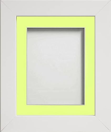 Frame Company Watson White Picture Photo Frame fitted with Perspex, 20x16 inch with Lemon Bon Bon Mount for image size A3
