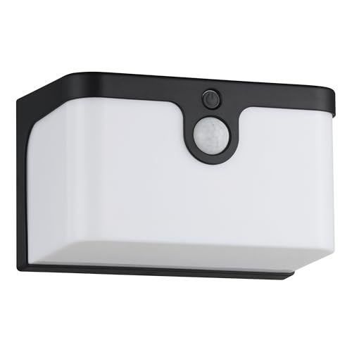Eglo LED Outdoor wall lamp Croara, Solar Light with Motion Detector, Porch Lighting Made of Plastic in Anthracite and White, Warm White, IP44