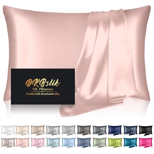 Mulberry Silk Pillow Cases Queen Size, Silk Pillowcase for Hair and Skin, Anti Acne Cooling Beauty Sleep Both Sides Natural Silk Satin Pillowcases with Hidden Zipper, Gifts for Women Men, Coral