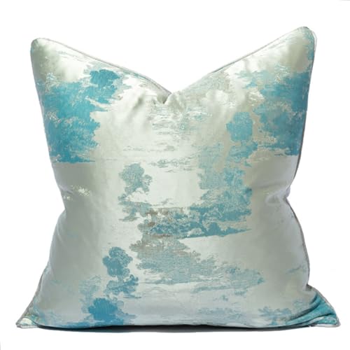 "vctops Abstract Decorative Luxurious Throw Pillow Covers Jacquard Square Cushion Cases Pillowcase for Bed Sofa Couch Chair Car Home Decor (Sky Blue,20""x20"")"