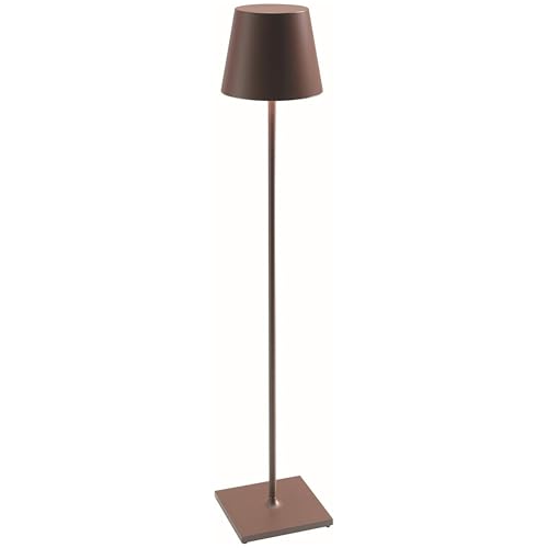 Zafferano, Poldina XXL Lamp, Rechargeable Cordless Floor Lamp with Touch Controls, Suitable for Interior and Outdoor, Dimmer, 2200-3000 K, Adjustable Height 69-150 cm, Corten Colour