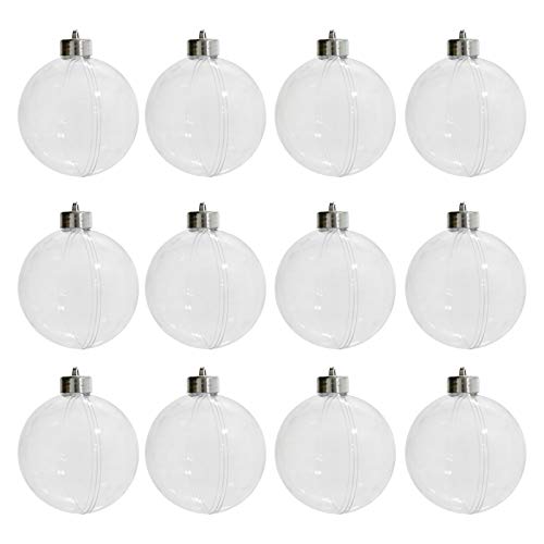 Mr Crimbo Pack of 12 DIY Christmas Baubles Clear Fillable Balls Arts Crafts 8cm