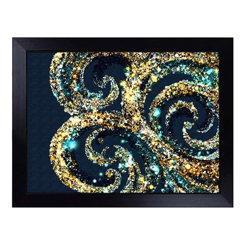 Lap Tray with Bean Bag Cushion, Glitter And Sparkle - Handmade in the UK, Raised Wooden Edge, Padded Cushion, Heat-Resistant Wipe-Clean Surface, for Meals, Laptops and Crafts