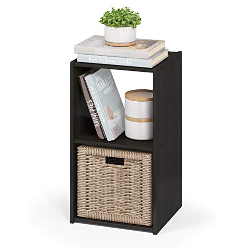 Furinno PELLI Book Shelf, 2x1 Bookshelf, Cube Storage Organizer Cabinet, 12.2 x 11.6 x 24.2, for Living Room, Bedroom, Home Office, Espresso
