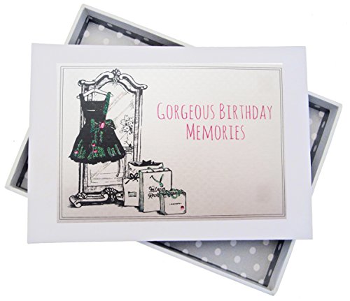 White Cotton Cards Birthday Mini Photo album, Black Dress, Bags, Board, 12.5 x 17.5 x 2.5 cm