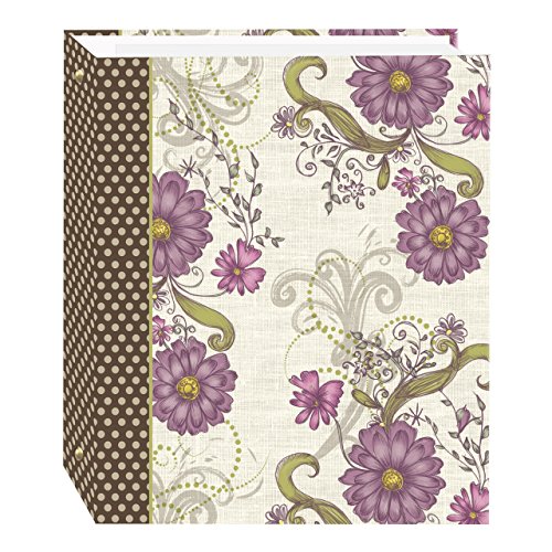 Pioneer Photo Albums Magnetic Self-Stick 3-Ring Photo Album 100 Pages (50 Sheets), Berry Blossoms Design, Medium