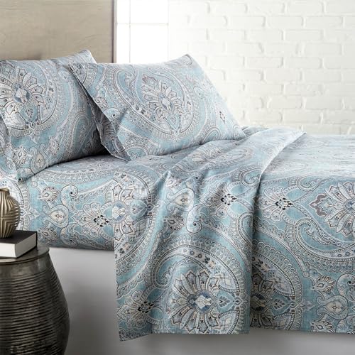 Southshore Fine Living, Inc. Pure Melody Collection, 4-Piece, 14-Inch Deep Pocket King Size Bed Sheets Set, Easy Care, Shrinkage Free Set with 1 Flat Sheet, 1 Fitted Sheet, 2 Pillowcases, Aqua
