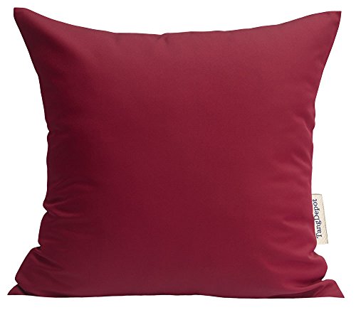 "TangDepot Durable Faux Silk Solid Pillow Shams, Square Decorative Pillow Covers, Throw Pillow Covers, Indoor/Outdoor Cushion Covers Pillows Shells - (20""x20"", Deep Red)"