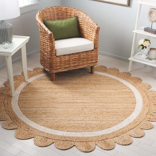 Safavieh Natural Fiber Rug for Living Room, Dining Room, Bedroom - Natural Fiber Collection, Short Pile, in Natural and Ivory, 201 X 201 cm