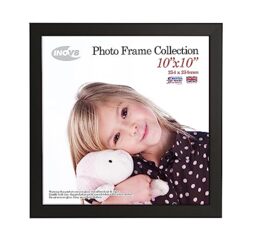 INOV8 British Made Real Wood Picture/Photo Frame 10x10 Inch(25x25cm) - Auckland 20mm Pine Black
