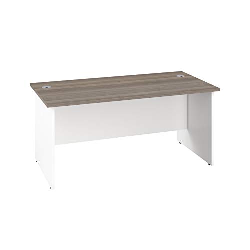 Office Hippo Heavy Duty Rectangular Office Desk with Panel Ends, 180 x 80 x 73 cm, White Legs, Grey Oak Top