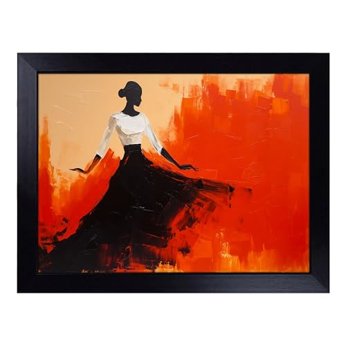 Lap Tray with Bean Bag Cushion, Flamenco dancer Minimalism - Handmade in the UK, Raised Wooden Edge, Padded Cushion, Heat-Resistant Wipe-Clean Surface, for Meals, Laptops and Crafts