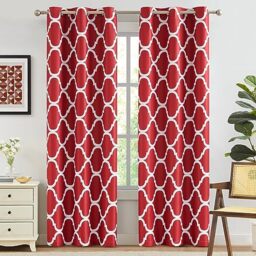Melodieux Moroccan Fashion Thermal Insulated Room Darkening Blackout Grommet Curtains for Living Room, 42 by 84 Inch, Red (2 Panels)
