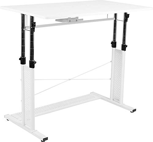 Flash Furniture Fairway Height Adjustable (27.25-35.75 inches H) Sit to Stand Home Office Desk - White