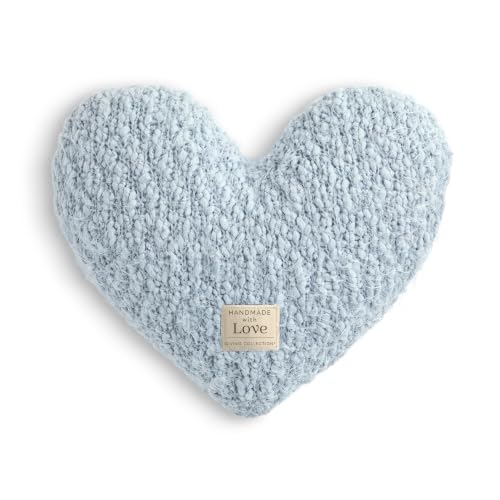 Soft Blue Heart Shaped 10 x 11 inch Plush Polyester Decorative Throw Giving Pillow