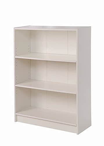 Timber Art Design 3 Tier Low Wide Bookcase Open Storage Organizer Square Adjustable Display With 3 Shelving Unit For Living Room, Bedroom Study Room Furniture - 80 x 106 x 30cm, White
