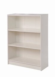 Timber Art Design 3 Tier Low Wide Bookcase Open Storage Organizer Square Adjustable Display With 3 Shelving Unit For Living Room, Bedroom Study Room Furniture - 80 x 106 x 30cm, White