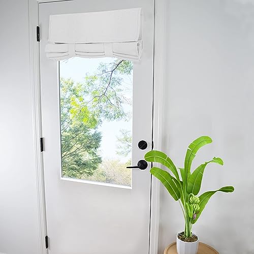 WdFour Privacy Blackout Tie Up Door Curtain. - 25??40???Greyish White single panel curtain, easy install washable fabric for front door, sidelights, entryway and living room.