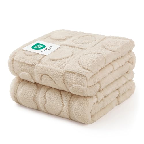 Luciphia 1 Pack 2 Small Dog Blanket Washable Pet Bed Cover Soft Fluffy Puppy Blanket with Premium Fleece 300GSM Cozy Calming Cat Blankets for Indoor Cats Beige 41x31 inch