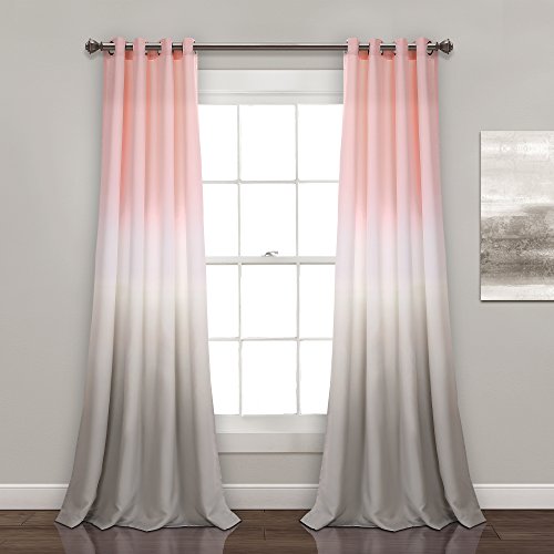 "Lush Decor Umber Fiesta Curtains Room Darkening Window Panel Set for Living, Dining, Bedroom (Pair), 52"" W x 84"" L, Blush & Gray, 2 Count"