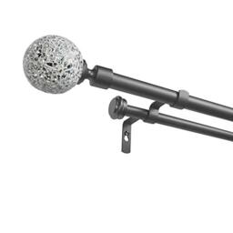Exclusive Home Curtains Rod and Finial Set, Iron, Resin, Gunmetal, 36-72