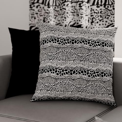 PETTI Artigiani Italiani - Pair of Pillow Cases 80 x 80 cm in Microfibre, Cushions for Bedroom Furniture, Sofa, Living Room, Set of 2 Cushion Covers, Animal Pillow Case, Black, 100% Made in Italy