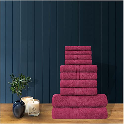 GC GAVENO CAVAILIA Luxury Quick Dry Bath Sheet, 100% Egyptian Cotton Highly Absorbent Bathroom Towel Set, Red, 10PK Toronto Bale
