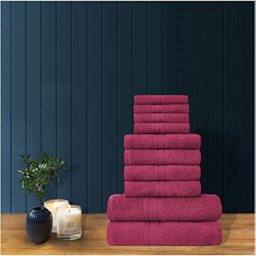 GC GAVENO CAVAILIA Luxury Quick Dry Bath Sheet, 100% Egyptian Cotton Highly Absorbent Bathroom Towel Set, Red, 10PK Toronto Bale