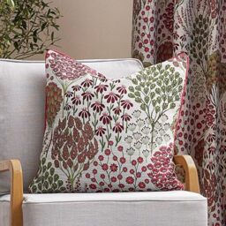 furn. Wylder Nature Ophelia Floral Jacquard Polyester Filled Cushion, 50 x 50cm, Rednut