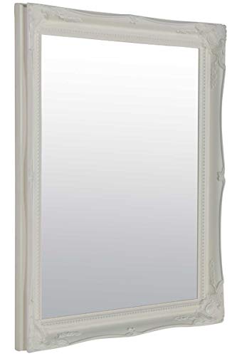 "FRAMES BY POST NEW LARGE SHABBY CHIC STYLE SWEPT BEVELLED OVERMANTLE WALL/HALL MIRROR-Overall size 24"" X 20"", WHITE, Wood,TC-6ILF-THE5"