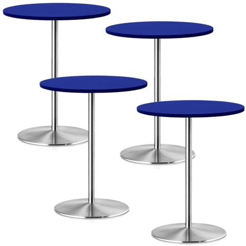 4 Pack Small Round Fitted Tablecloth for 24 Inches Cocktail Tables Topper Cap Waterproof Stretch Washable Folding Picnic Table Cover Spandex Table Cloth for Dining Bar Pub and Parties (Royal Blue)