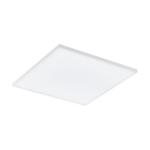 Eglo LED Ceiling Light Panel Turcona, Flush Mount Ceiling lamp Made of White Metal and Plastic, Frameless Kitchen Lighting, Warm White, 18 x 18