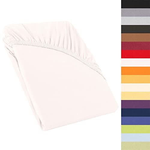 CelinaTex Perla Box Spring Bed Water Bed Topper Fitted Sheet 120 x 200-130 x 200 cm Snow White Jersey Mako Cotton 160 g/m² Bed Sheet