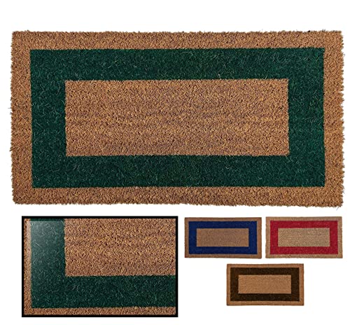 LucaHome – Entrance Mat – Natural Non-Slip Coconut Fibre Doormat – Original and Elegant – Outdoor and Indoor – Durable for Home, Office, Terrace and Garden (Green, 60 x 100 cm)
